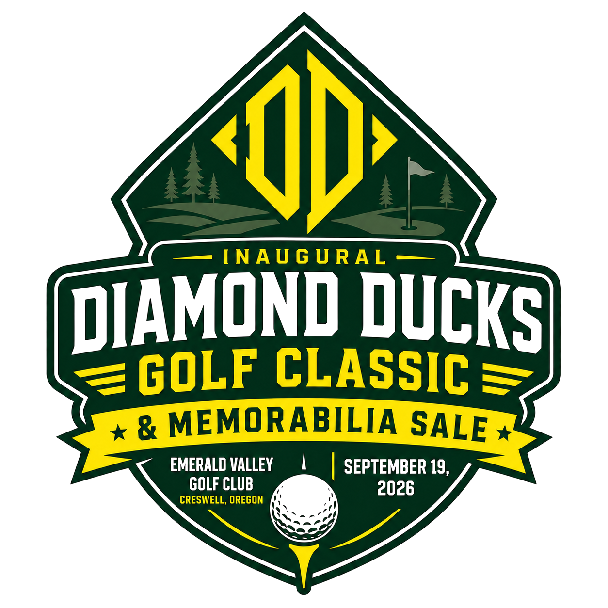 Inaugural Diamond Ducks Golf Classic & Memorabilia Sale crest — Emerald Valley Golf Club, September 19, 2026
